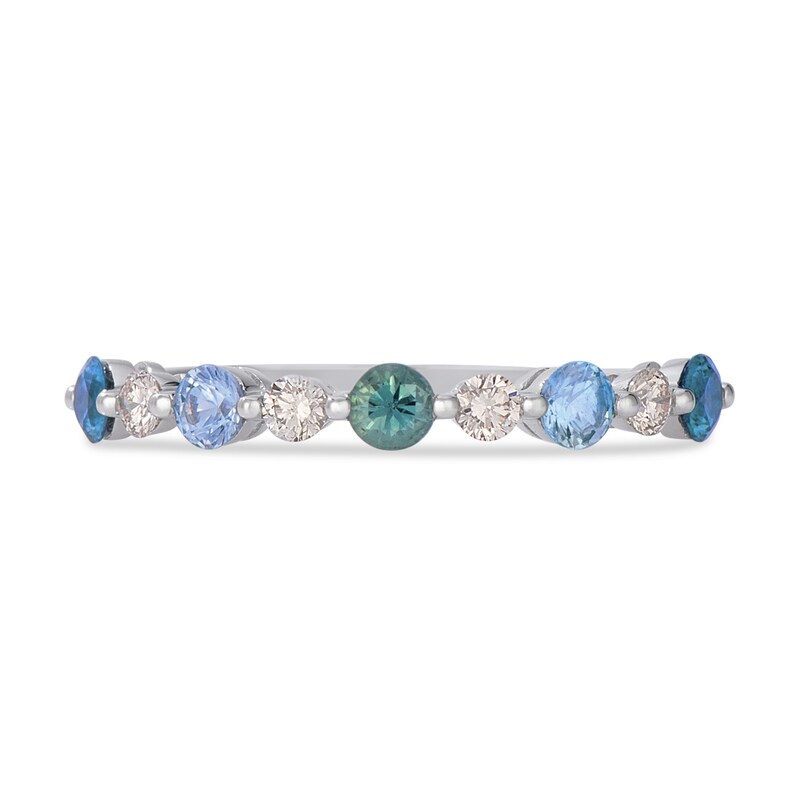Le Vian 14ct White Gold 0.15ct Diamond & Montana Sapphire Round Ombré Ring, view 2