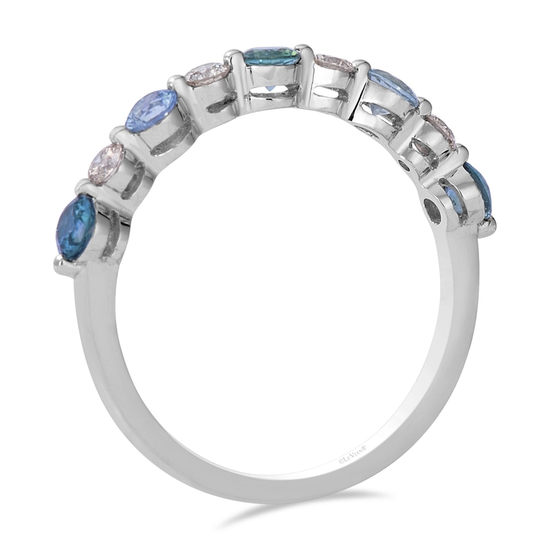 Le Vian 14ct White Gold 0.15ct Diamond & Montana Sapphire Round Ombré Ring, view 3