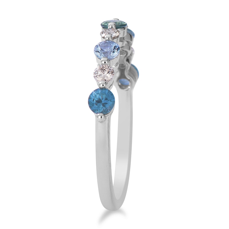 Le Vian 14ct White Gold 0.15ct Diamond & Montana Sapphire Round Ombré Ring, view 4