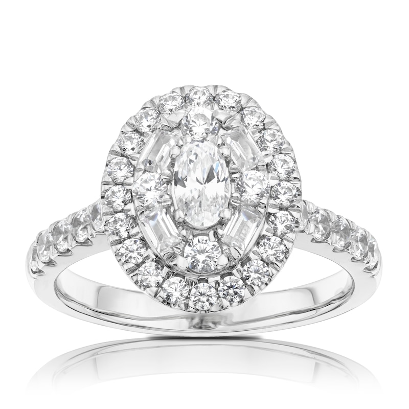 Platinum 1ct Diamond Oval Shape Cluster Ring