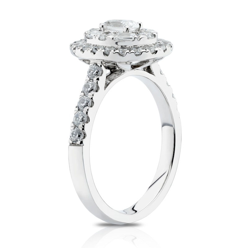 Platinum 1ct Diamond Oval Shape Cluster Ring