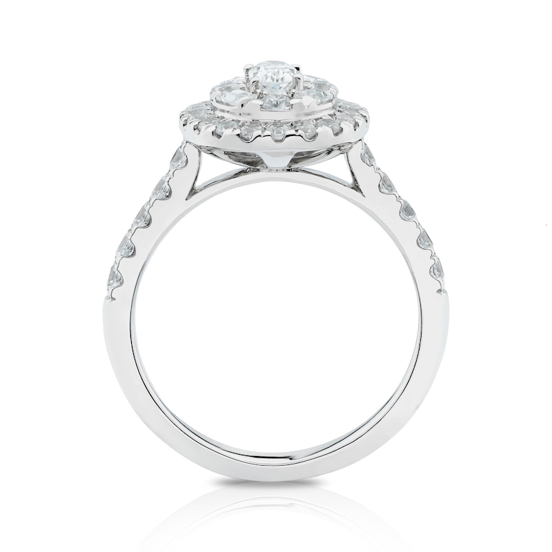Platinum 1ct Diamond Oval Shape Cluster Ring