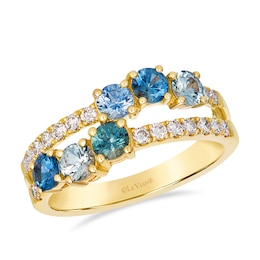 Le Vian 14ct Yellow Gold 0.30ct Diamond & Montana Sapphire Round Ombré Crossover Ring