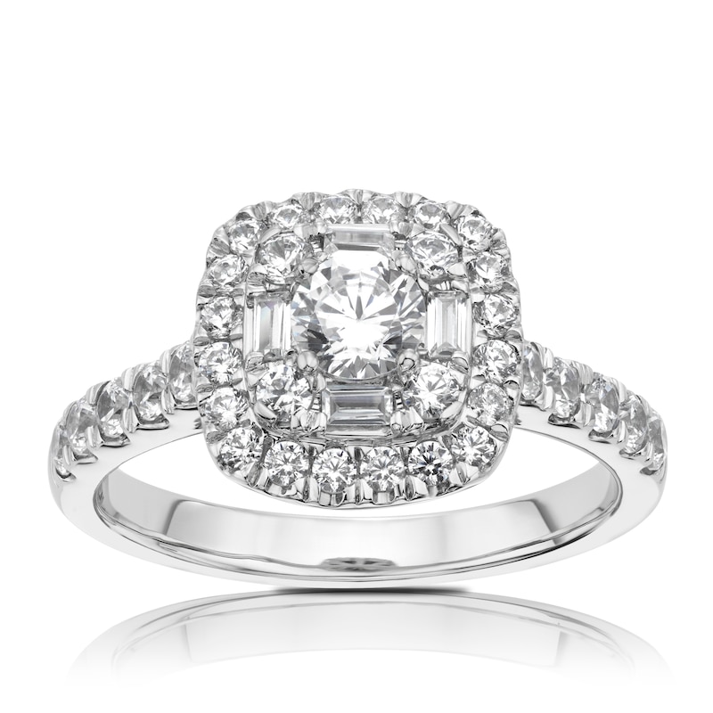 Platinum cluster engagement ring 