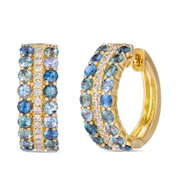 Le Vian 14ct Yellow Gold 0.30ct Diamond & Montana Sapphire Round Ombré Hoop Earrings
