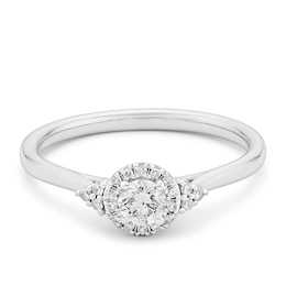 Engagement Ring 9ct White Gold Halo 0.25ct Diamond Ring