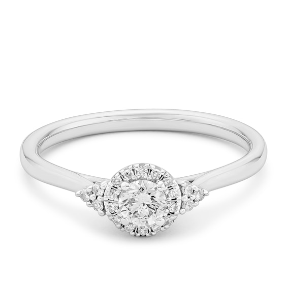 Engagement Ring 9ct White Gold Halo 0.25ct Diamond Ring