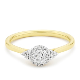 Engagement Ring 9ct Yellow Gold Halo 0.25ct Diamond Ring