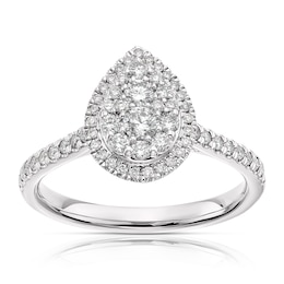 18ct White Gold 0.50ct Diamond Pear Shape Cluster Ring