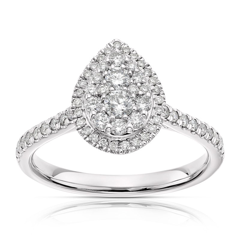 18ct White Gold 0.50ct Diamond Pear Shape Cluster Ring