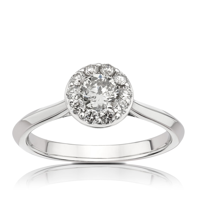 Main Image 1 of 18ct White Gold 0.66ct Diamond Round Shape Cluster Ring