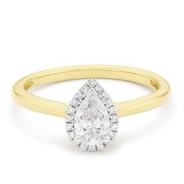 Engagement Ring 9ct Yellow Gold Pear Halo 0.50ct Diamond Ring