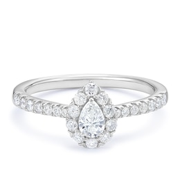 Engagement Ring 9ct White Gold Pear Halo 0.50ct Diamond Ring