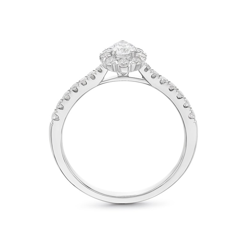 Engagement Ring 9ct White Gold Pear Halo 0.50ct Diamond Ring, view 3