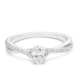Engagement Ring 9ct White Gold Twisted Solitaire 0.50ct Diamond Ring