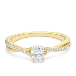 Engagement Ring 9ct Yellow Gold Twisted Solitaire 0.50ct Diamond Ring