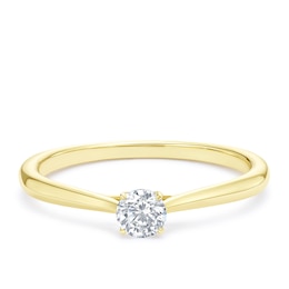 Engagement Ring 9ct Yellow Gold Round Cut Solitaire 0.20ct Diamond Ring