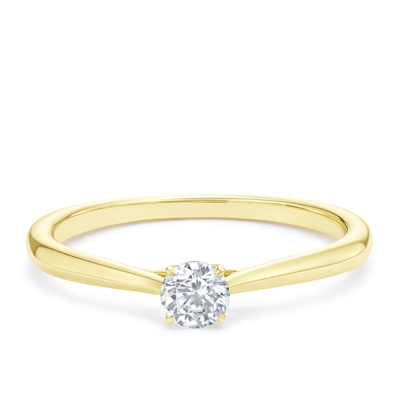 Engagement Ring 9ct Yellow Gold Round Cut Solitaire 0.20ct Diamond Ring
