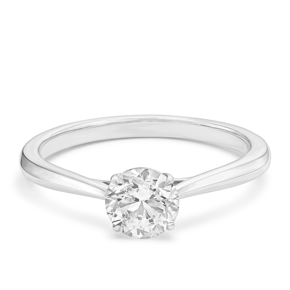 Engagement Ring 9ct White Gold Round Cut Solitaire 0.60ct Diamond Ring