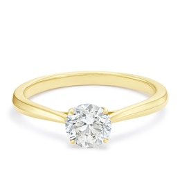 Engagement Ring 9ct Yellow Gold Round Cut Solitaire 0.60ct Diamond Ring