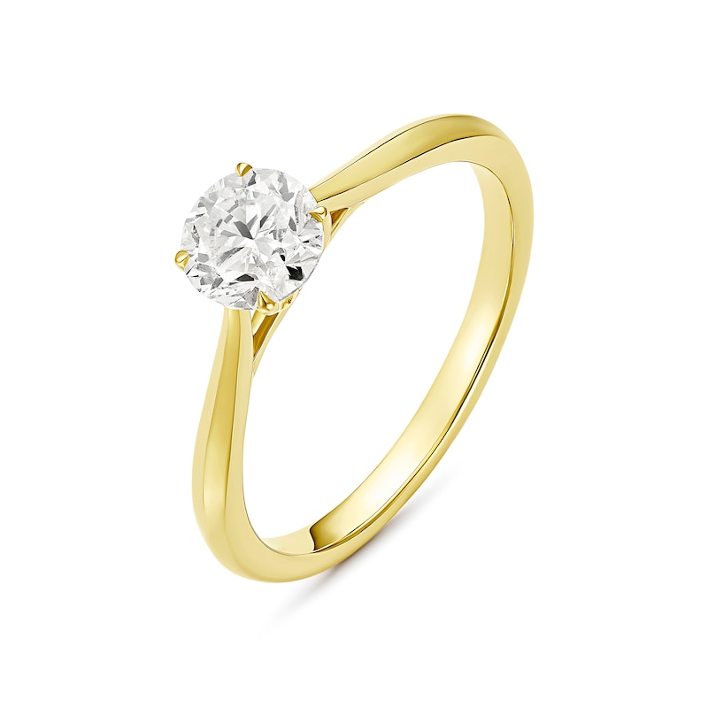 Engagement Ring 9ct Yellow Gold Round Cut Solitaire 0.60ct Diamond Ring, view 2