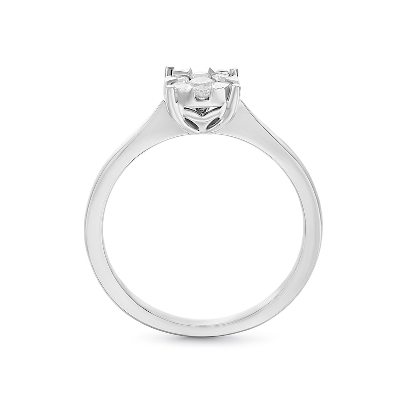Engagement Ring 9ct White Gold Round Tension Cluster 0.25ct Diamond Ring, view 3