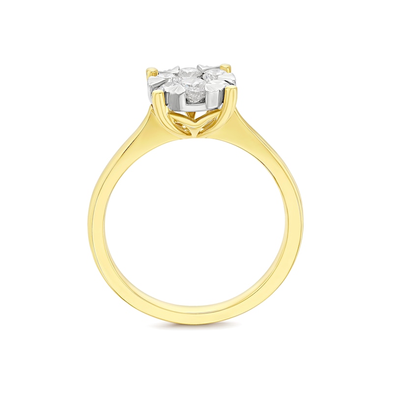 Engagement Ring 9ct Yellow Gold Round Tension Cluster 0.50ct Diamond Ring, view 3