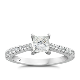 Engagement Ring Platinum 1ct Total Diamond Princess Cut Ring