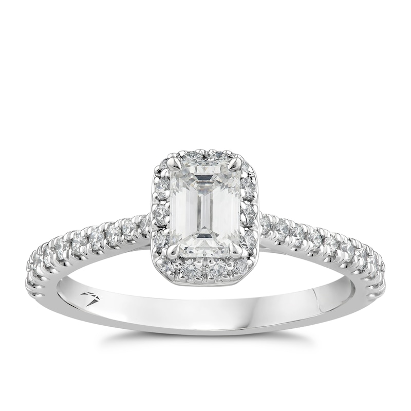 Main Image 1 of Engagement Ring Arctic Light Platinum 0.75ct Total Diamond Halo Ring