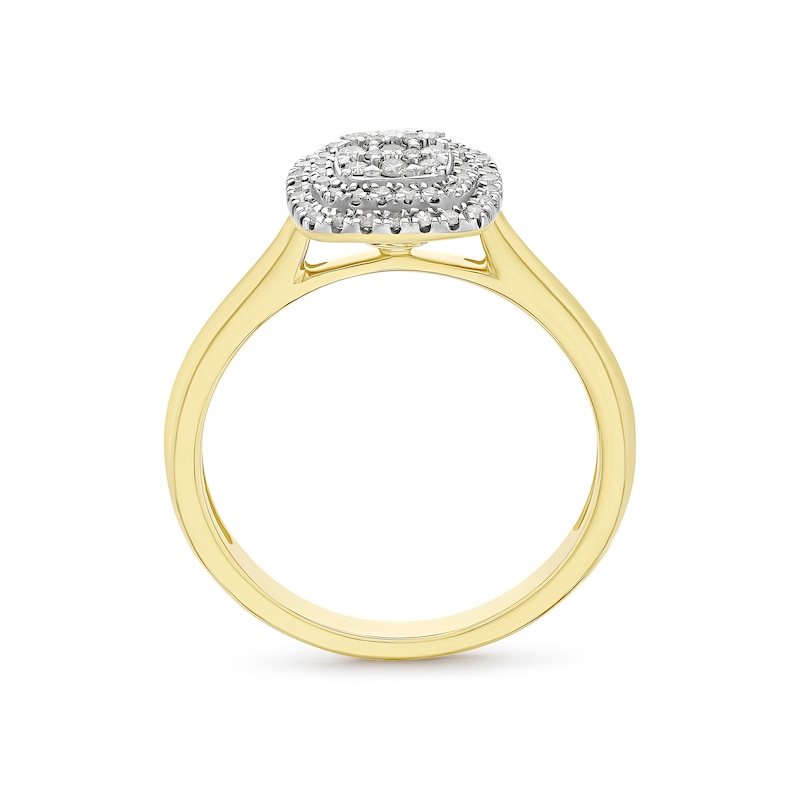 Engagement Ring 9ct Yellow Gold Cushion Cluster 0.25ct Diamond Ring, view 3