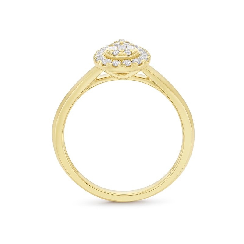 Engagement Ring 9ct Yellow Gold Pear Shaped Cluster 0.25ct Diamond Ring, view 3