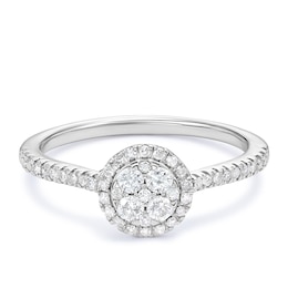 Engagement Ring 9ct White Gold Round Cluster 0.25ct Diamond Ring