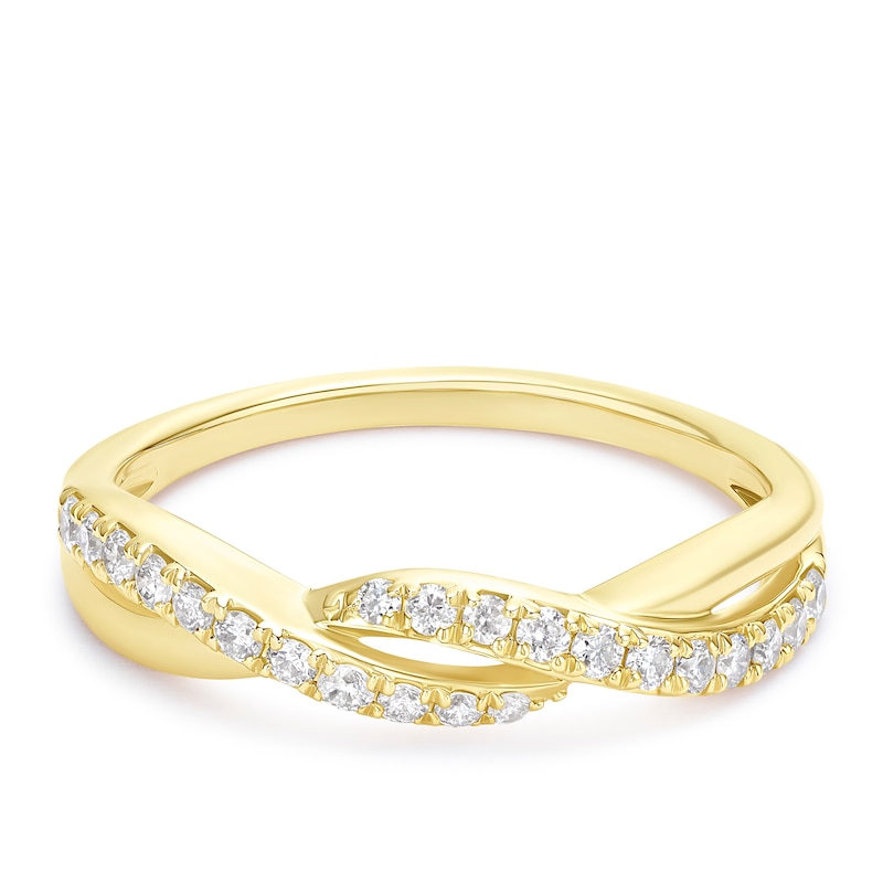 9ct Yellow Gold Twisted Eternity 0.25ct Diamond Ring, view 1