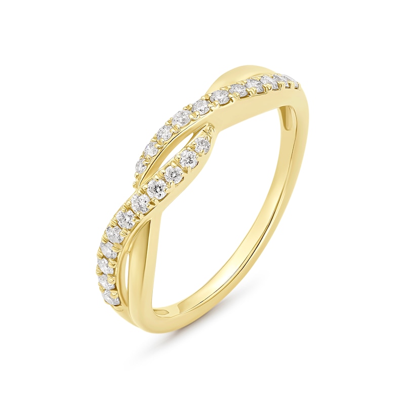 9ct Yellow Gold Twisted Eternity 0.25ct Diamond Ring, view 2