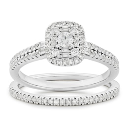 Engagement Ring 9ct White Gold Bridal Set 0.50ct Diamond Ring