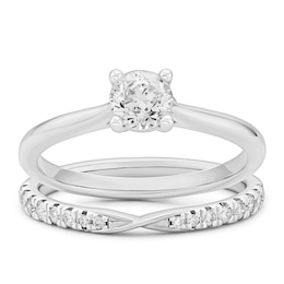 Engagement Ring 9ct White Gold Bridal Set 0.66ct Diamond Ring