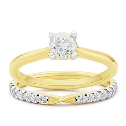 Engagement Ring 9ct Yellow Gold Bridal Set 0.66ct Diamond Ring
