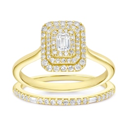 Engagement Ring 9ct Yellow Gold Bridal Set 0.50ct Diamond Ring