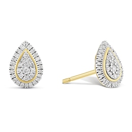9ct Yellow Gold 0.15ct Diamond Pear Shaped Stud Earrings