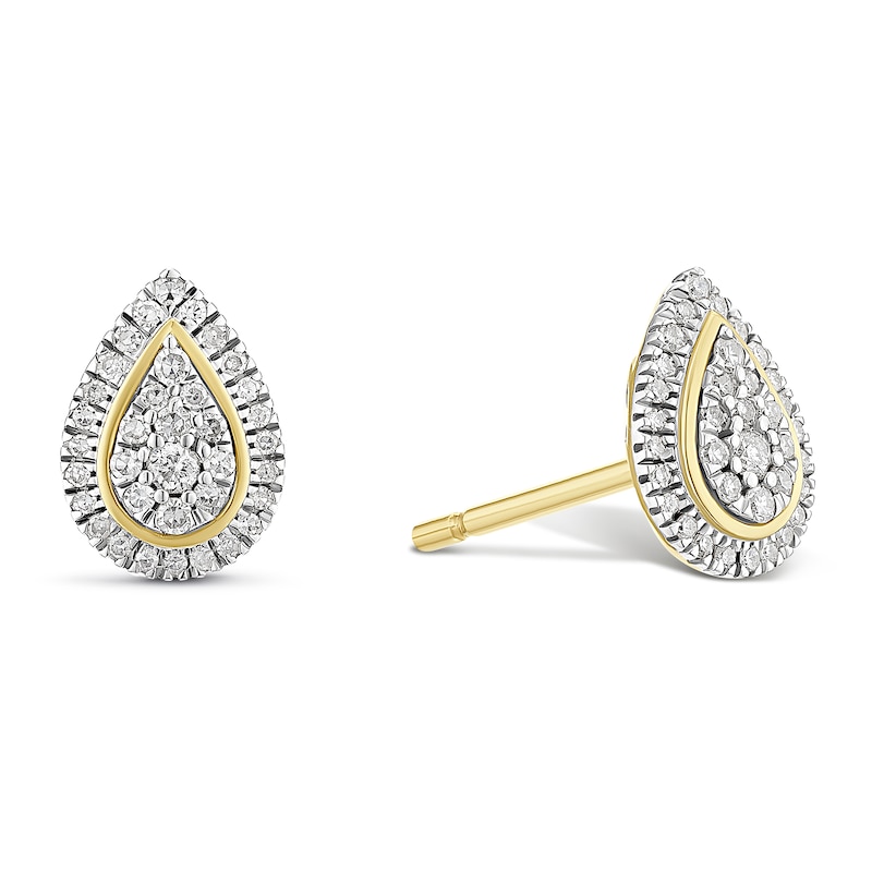 Main Image 1 of 9ct Yellow Gold 0.15ct Diamond Pear Shaped Stud Earrings