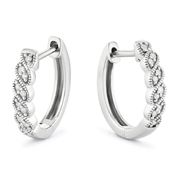 Sterling Silver 0.10ct Diamond Round Hoop Earrings