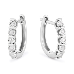 Sterling Silver 0.10ct Diamond Round Hoop Earrings
