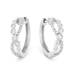Sterling Silver 0.20ct Diamond Crossover Hoop Earrings