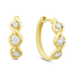 9ct Yellow Gold 0.40ct Diamond Round Hoop Earrings