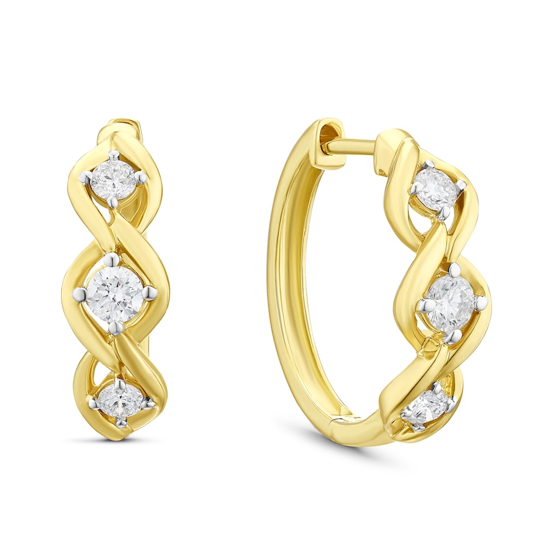 Main Image 1 of 9ct Yellow Gold 0.40ct Diamond Round Hoop Earrings