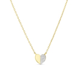 9ct Yellow Gold Diamond Heart Shaped Necklace