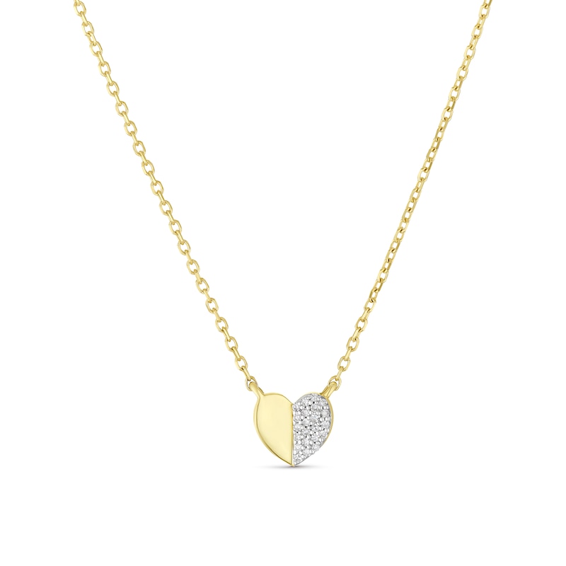 Main Image 1 of 9ct Yellow Gold Diamond Heart Shaped Necklace
