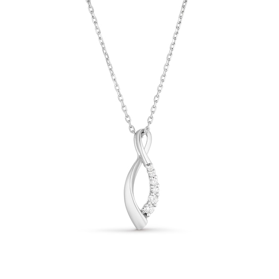 Sterling Silver 0.10ct Diamond Round Infinity Necklace