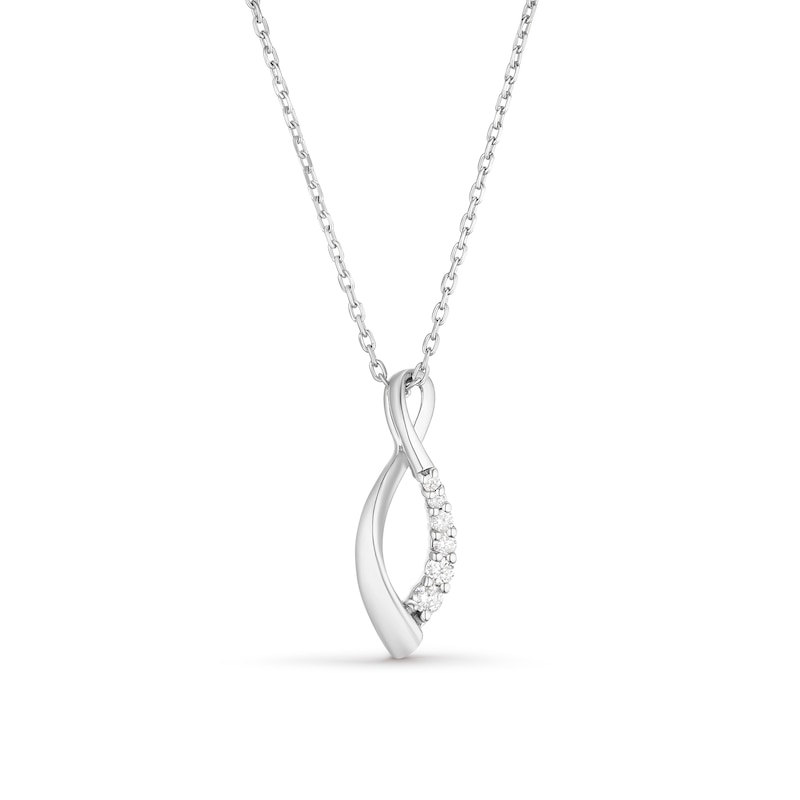 Main Image 1 of Sterling Silver 0.10ct Diamond Round Infinity Necklace