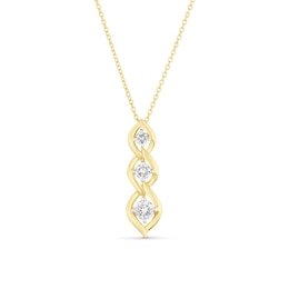9ct Yellow Gold 0.33ct Diamond Round Trilogy Pendant Necklace